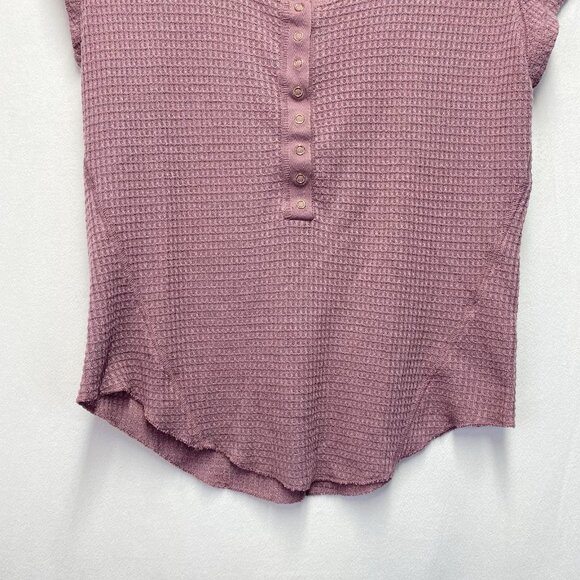 Free People Intimately Waffle Knit Scoop Neck Cap Sleeve Top Women Large Mauve - Picture 7 of 10
